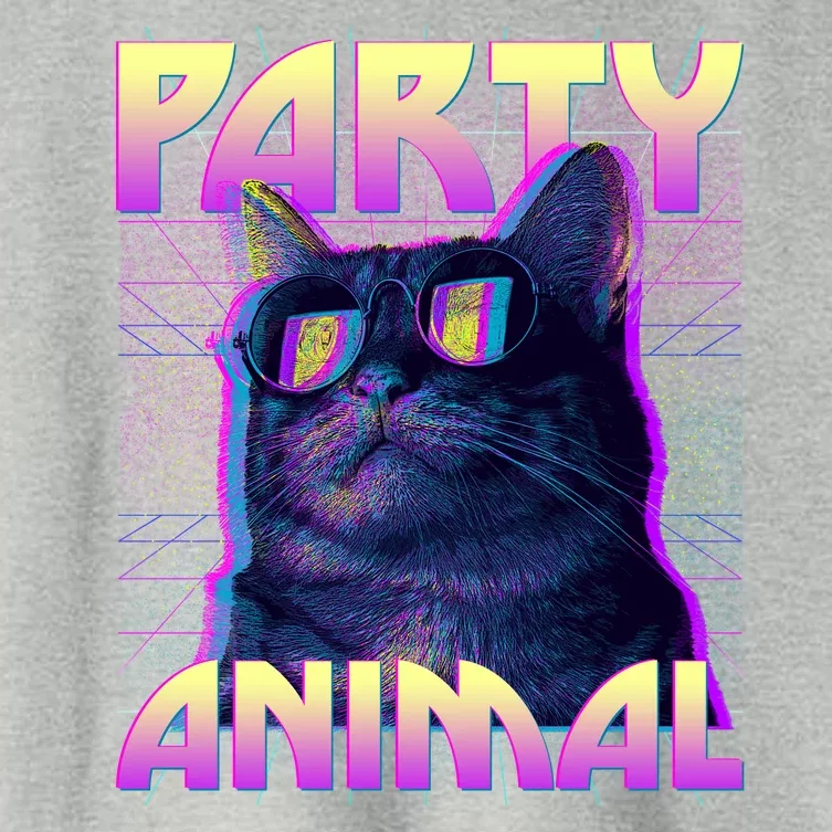 Funny Retro 80s Eighties Party Animal Cat Women's Crop Top Tee