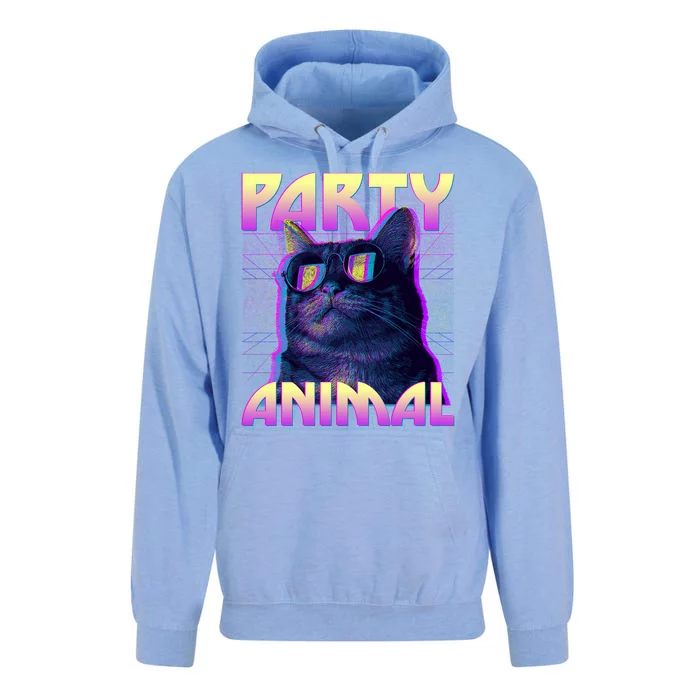 Funny Retro 80s Eighties Party Animal Cat Unisex Surf Hoodie