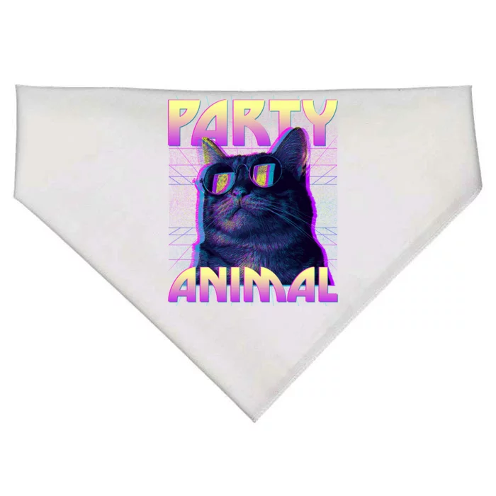 Funny Retro 80s Eighties Party Animal Cat USA-Made Doggie Bandana