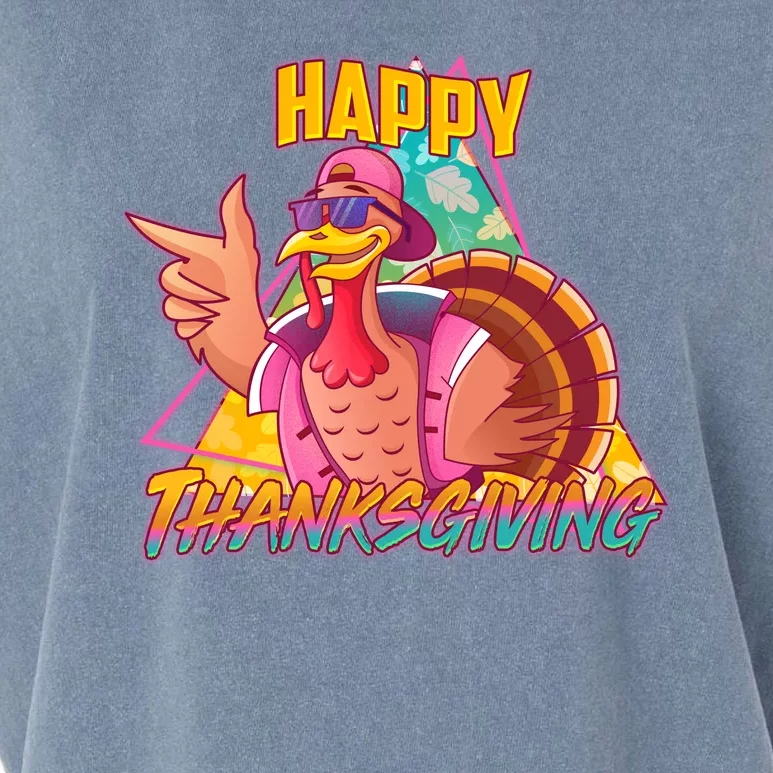 Funny Retro 80s 90s Thanksgiving Turkey Garment-Dyed Women's Muscle Tee