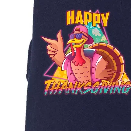 Funny Retro 80s 90s Thanksgiving Turkey Doggie 3-End Fleece Hoodie