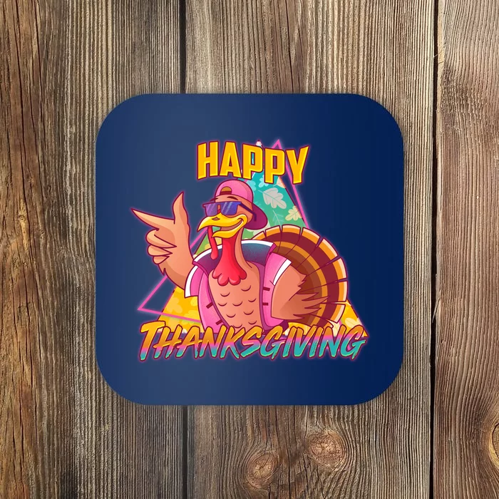 Funny Retro 80s 90s Thanksgiving Turkey Coaster