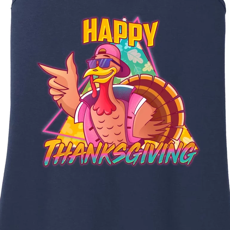 Funny Retro 80s 90s Thanksgiving Turkey Ladies Essential Tank