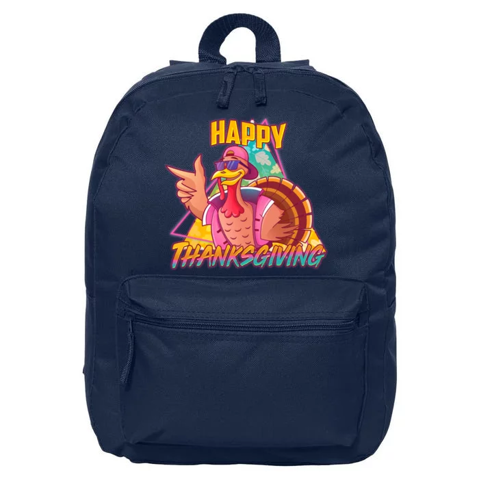 Funny Retro 80s 90s Thanksgiving Turkey 16 in Basic Backpack