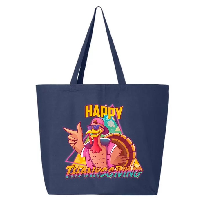 Funny Retro 80s 90s Thanksgiving Turkey 25L Jumbo Tote