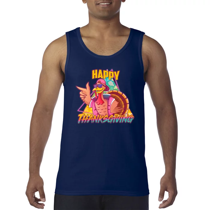 Funny Retro 80s 90s Thanksgiving Turkey Tank Top