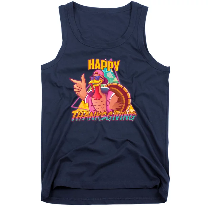 Funny Retro 80s 90s Thanksgiving Turkey Tank Top