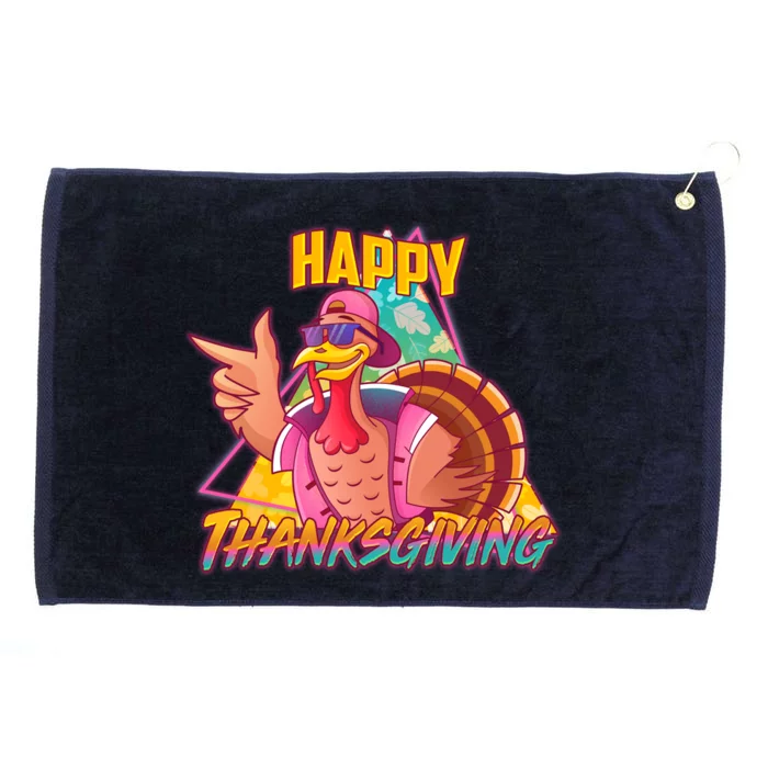 Funny Retro 80s 90s Thanksgiving Turkey Grommeted Golf Towel