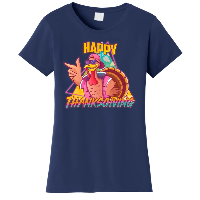 Funny Retro 80s 90s Thanksgiving Turkey Women's T-Shirt