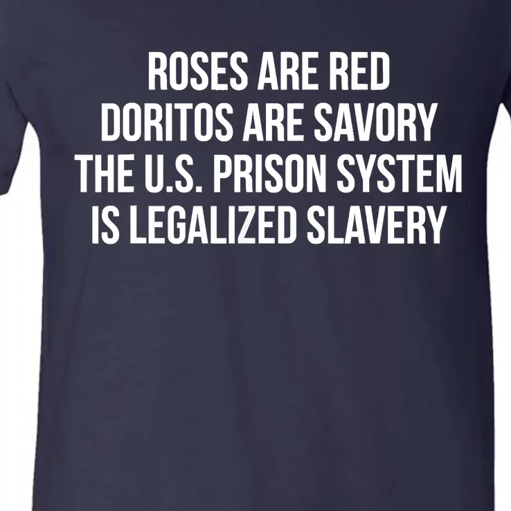 Funny Roses Are Red Doritos Are Savory The US Prison Costume Roses Are Red Funny V-Neck T-Shirt