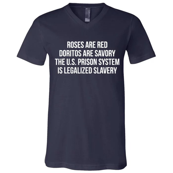 Funny Roses Are Red Doritos Are Savory The US Prison Costume Roses Are Red Funny V-Neck T-Shirt