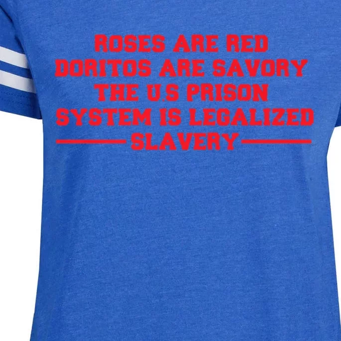 Funny Roses Are Red Doritos Are Savory The US Prison Costume Roses Are Red Funny Enza Ladies Jersey Football T-Shirt