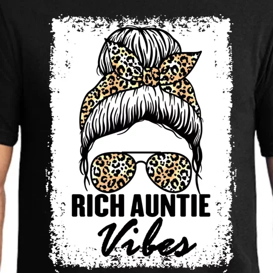 Funny Rich Aunty Vibes Quote Cool Leopard Auntie Humor Aunt Gift Pajama Set