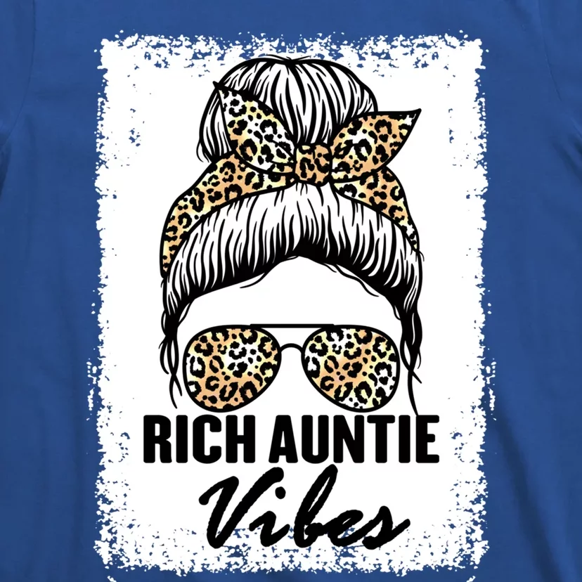 Funny Rich Aunty Vibes Quote Cool Leopard Auntie Humor Aunt Gift T-Shirt