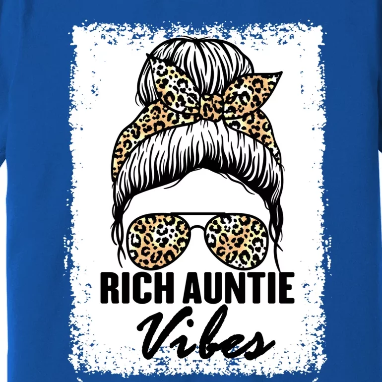 Funny Rich Aunty Vibes Quote Cool Leopard Auntie Humor Aunt Gift Premium T-Shirt