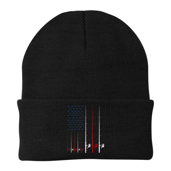 Fishing Rods American Flag Knit Cap Winter Beanie