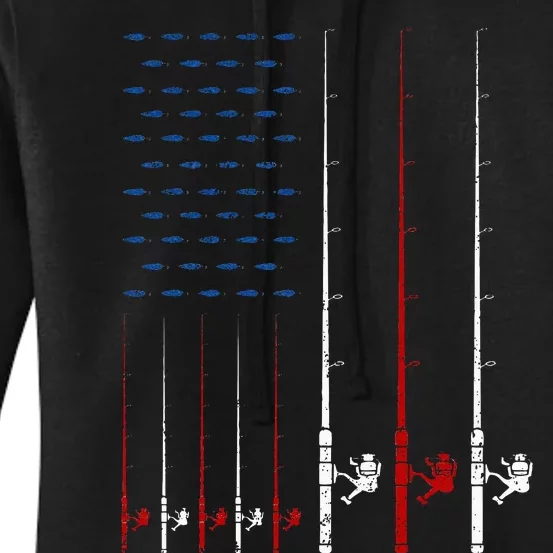 Fishing Rods American Flag Women's Pullover Hoodie