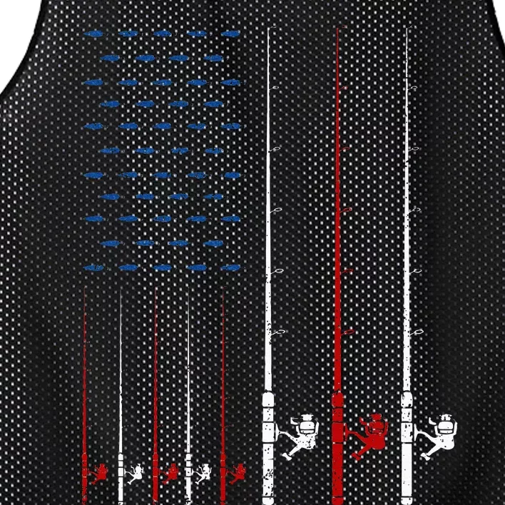 Fishing Rods American Flag Mesh Reversible Basketball Jersey Tank