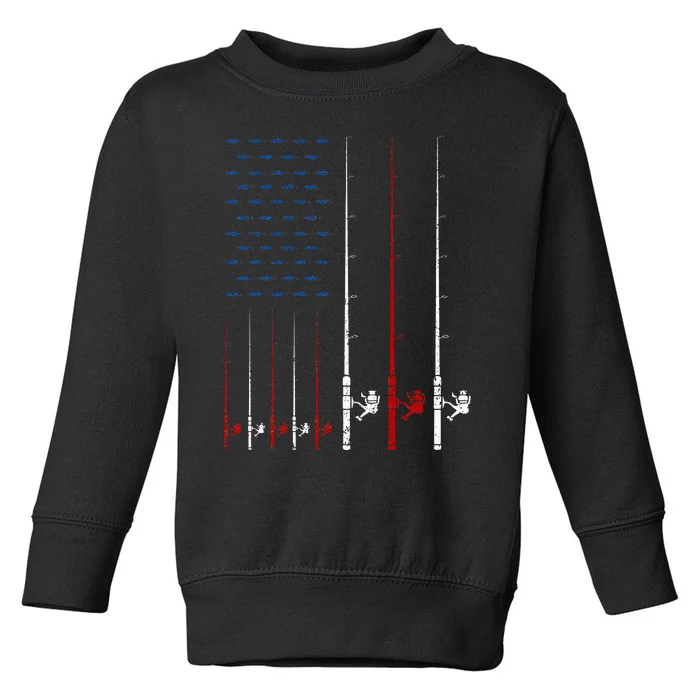 Fishing Rods American Flag Toddler Sweatshirt