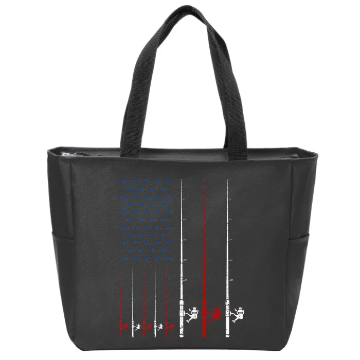 Fishing Rods American Flag Zip Tote Bag