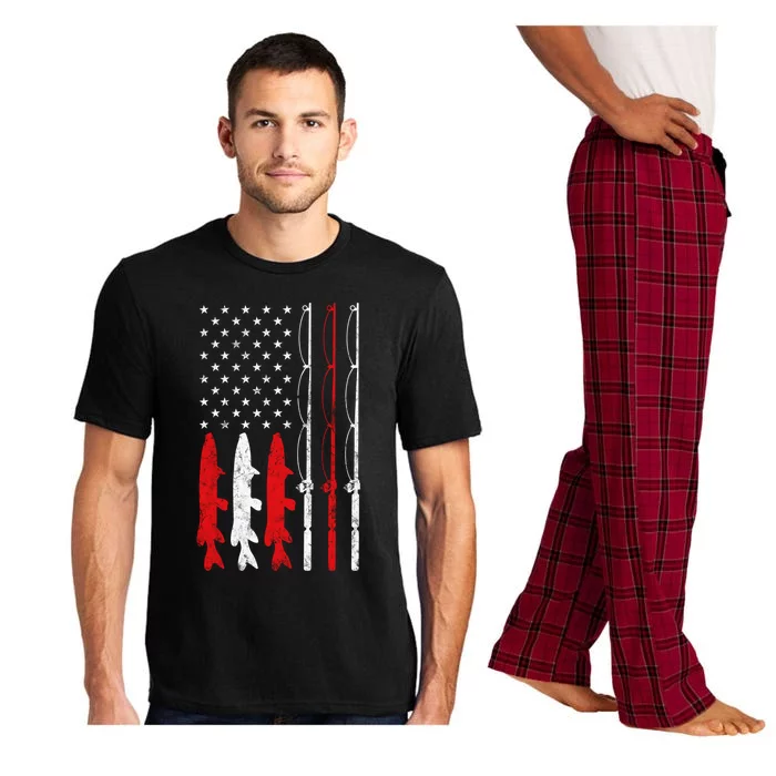 Fishing Rod American Flag Vintage Fishing Gift For Fisher Gift Pajama Set