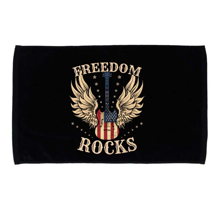 Freedom Rocks American Flag 4th July Guitar Cute Gift Microfiber Hand Towel