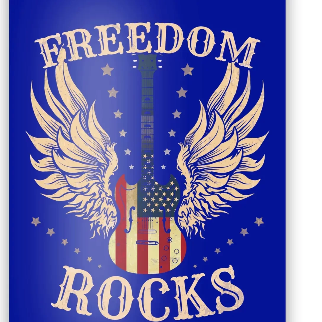 Freedom Rocks American Flag 4th July Guitar Cute Gift Poster