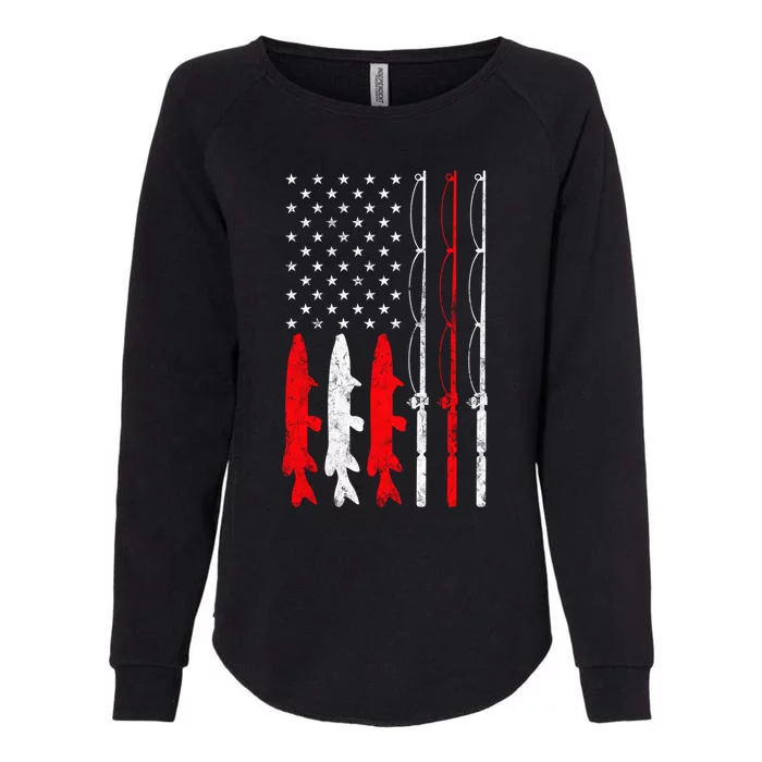 Fishing Rod American Flag Vintage Fishing gift for Fisherman Womens California Wash Sweatshirt