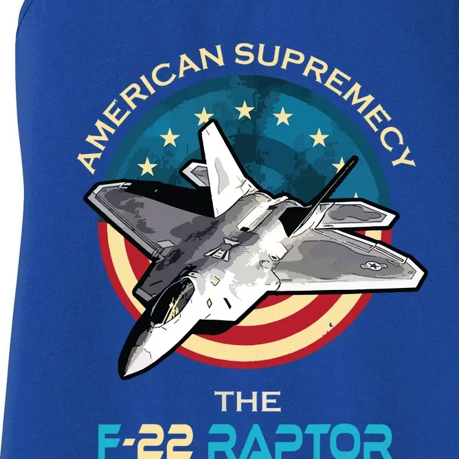 F22 Raptor American Patriotic Fighter Jet 4th Of July Flag Women's Racerback Tank