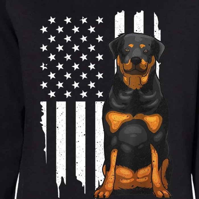 Funny Rottweiler American Flag Dog Art For Patriot Womens California Wash Sweatshirt