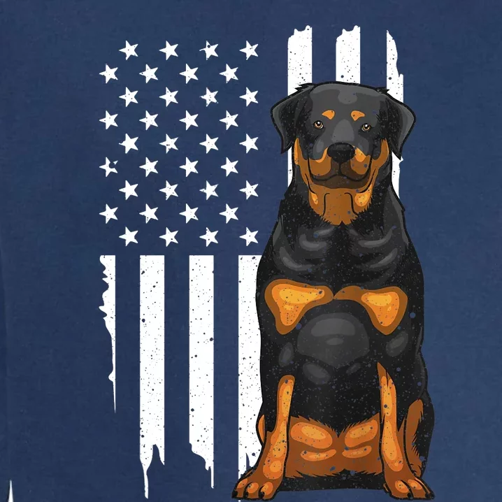 Funny Rottweiler American Flag Dog Art For Patriot Garment-Dyed Sweatshirt