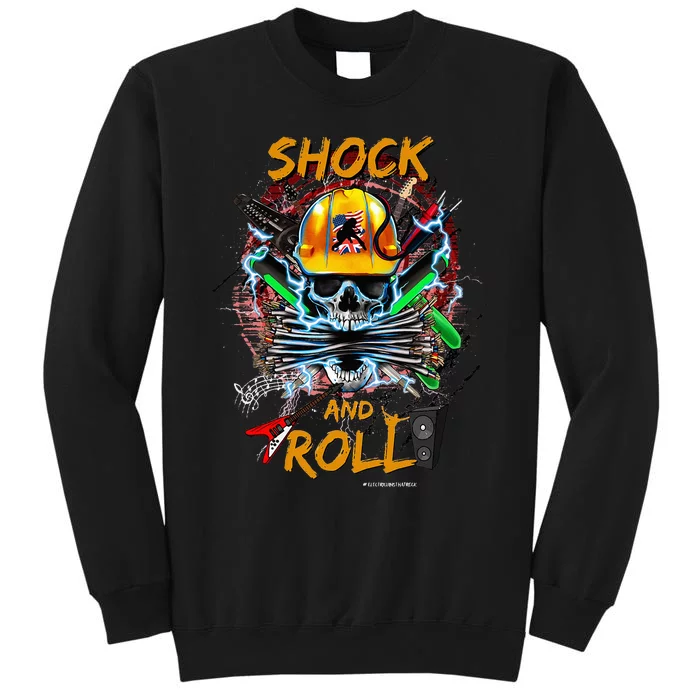 Funny Rock And Roll Electrical Engineer Lineman Electrician Tall Sweatshirt