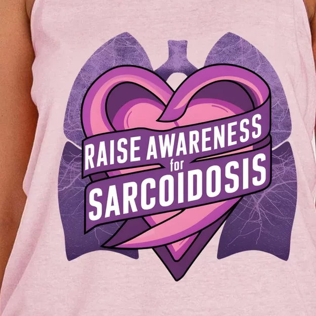 Funny Raise Awareness For Sarcoidosis Purple Awareness Month Great Gift Women's Knotted Racerback Tank