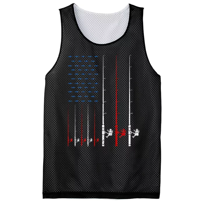 Fishing Rods American Flag Mesh Reversible Basketball Jersey Tank