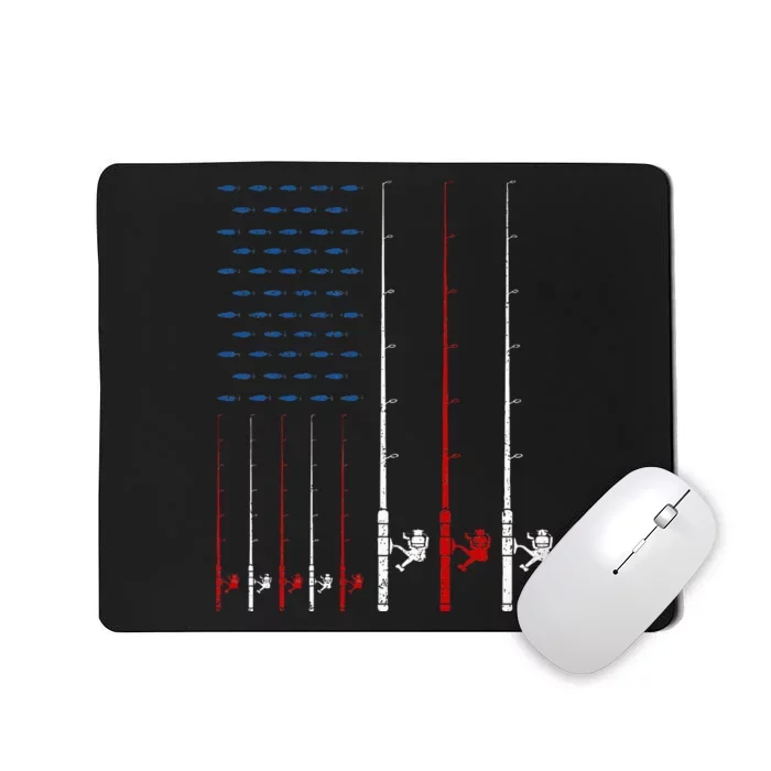 Fishing Rods American Flag Mousepad