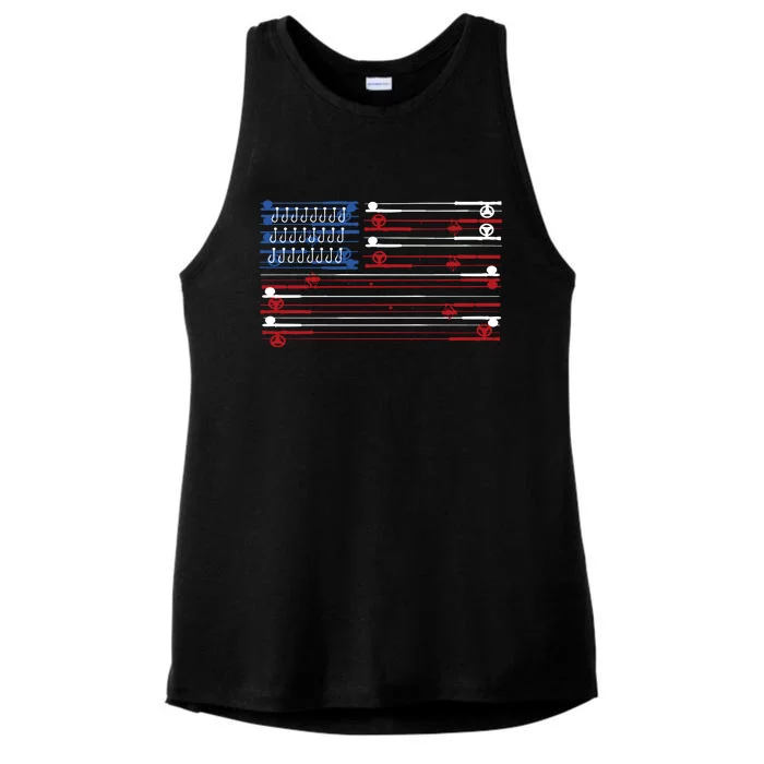 Fishing Rods American Flag Ladies Tri-Blend Wicking Tank