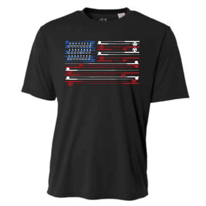 Fishing Rods American Flag Cooling Performance Crew T-Shirt