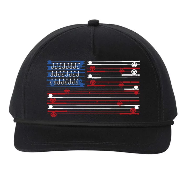 Fishing Rods American Flag Snapback Five-Panel Rope Hat