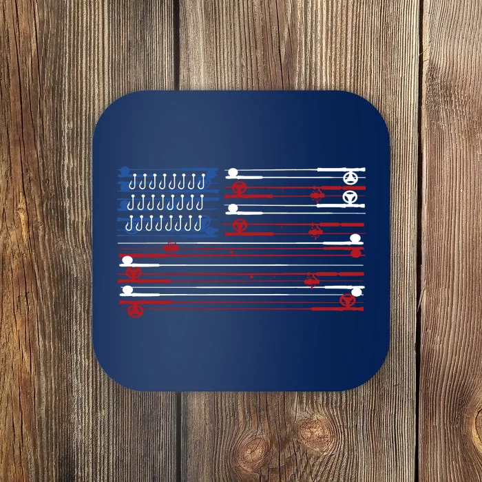 Fishing Rods American Flag Coaster