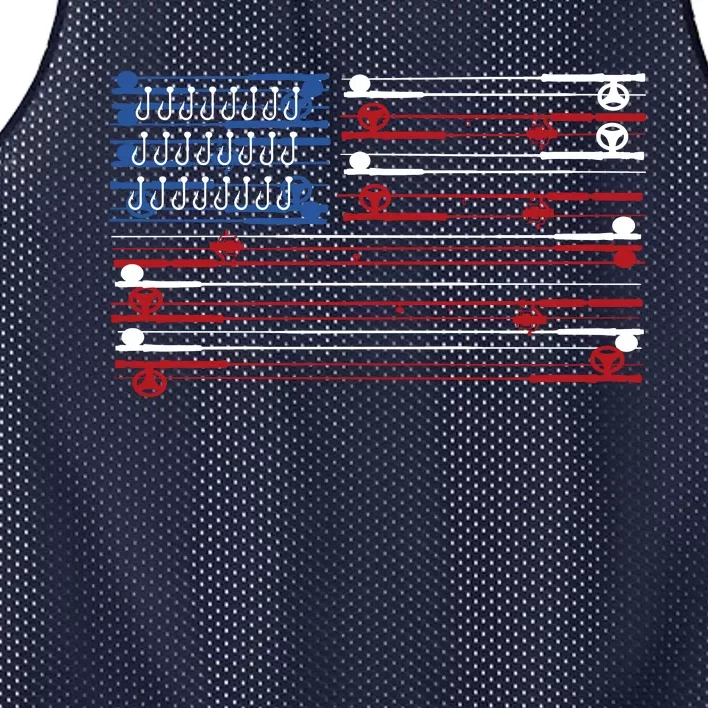 Fishing Rods American Flag Mesh Reversible Basketball Jersey Tank