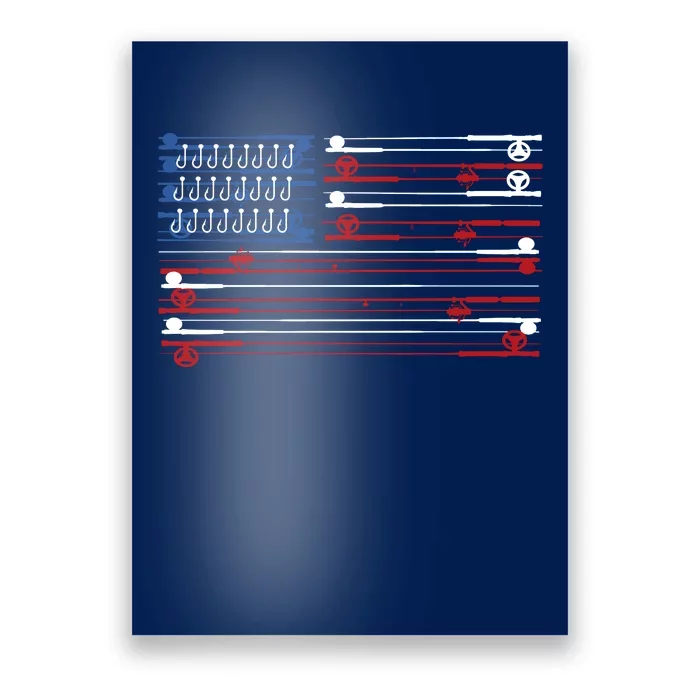 Fishing Rods American Flag Poster