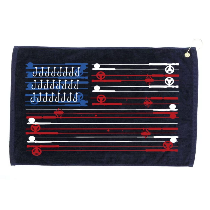 Fishing Rods American Flag Grommeted Golf Towel