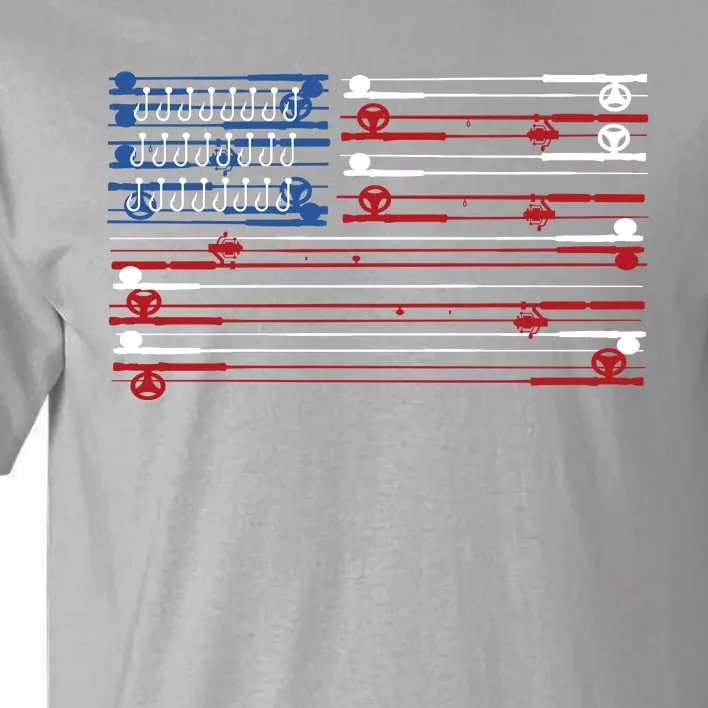 Fishing Rods American Flag Tall T-Shirt