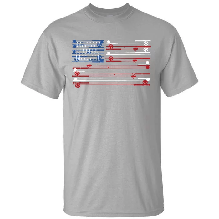 Fishing Rods American Flag Tall T-Shirt