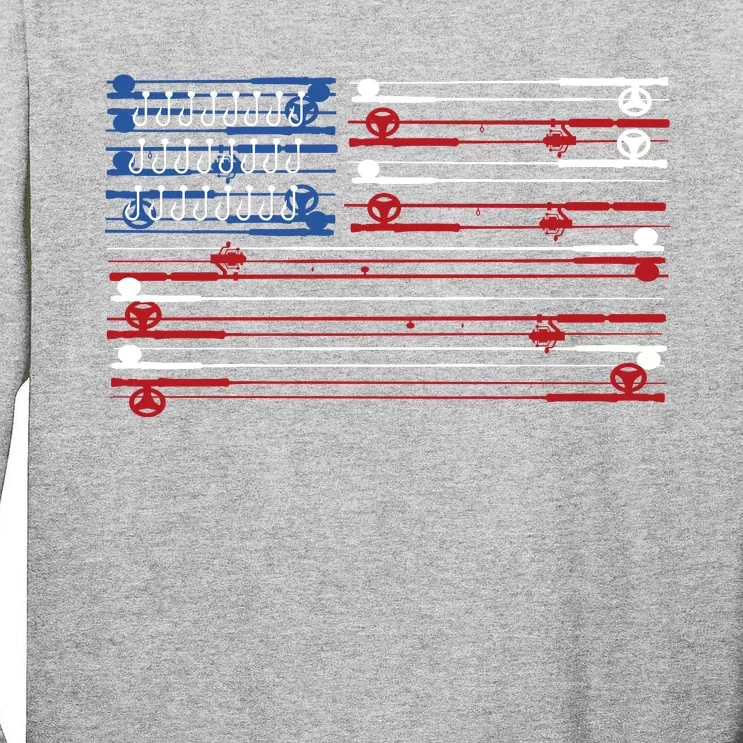 Fishing Rods American Flag Tall Long Sleeve T-Shirt