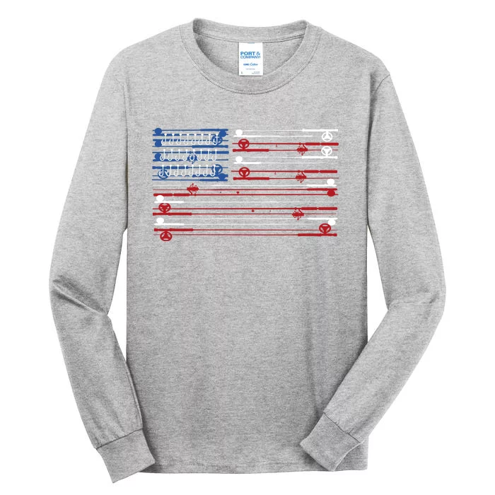 Fishing Rods American Flag Tall Long Sleeve T-Shirt