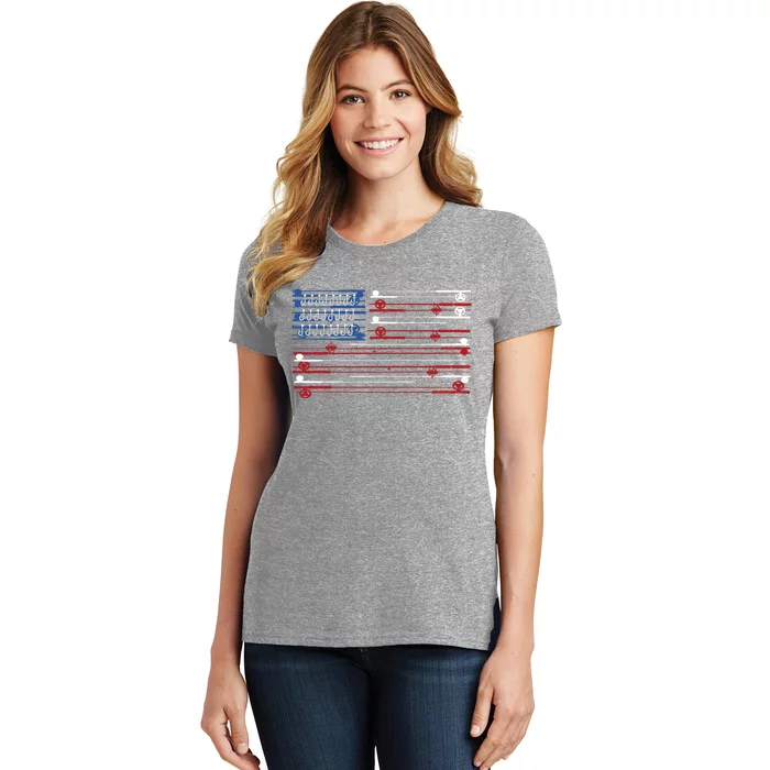 Fishing Rods American Flag Women's T-Shirt