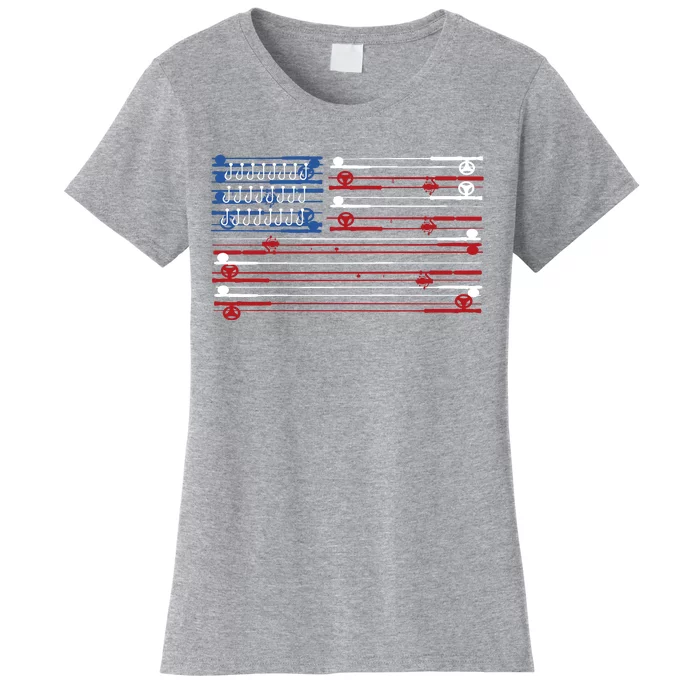 Fishing Rods American Flag Women's T-Shirt