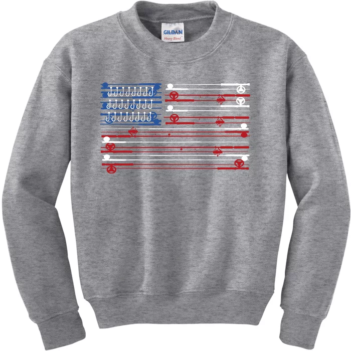 Fishing Rods American Flag Kids Sweatshirt