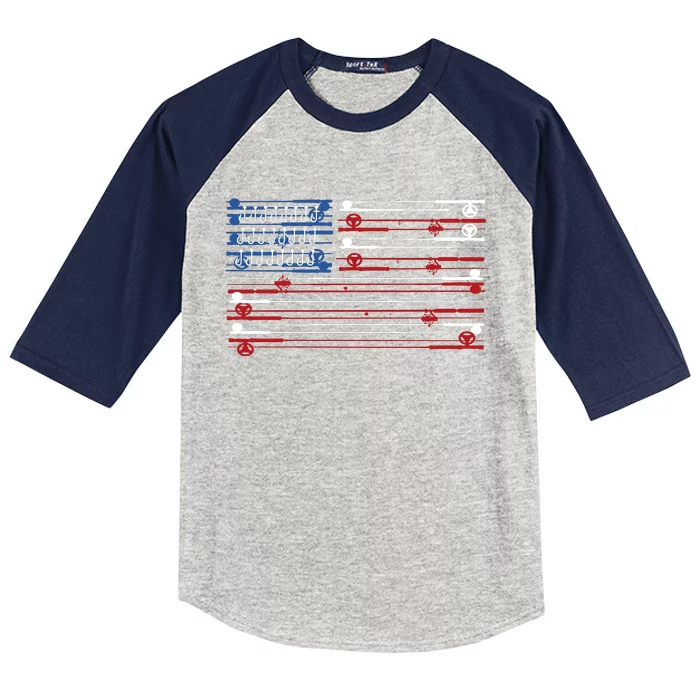 Fishing Rods American Flag Kids Colorblock Raglan Jersey